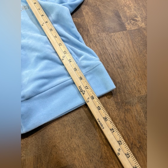 Y2K Style Blue Velour Women's Hoodie Jacket Size Medium - Picture 8 of 9